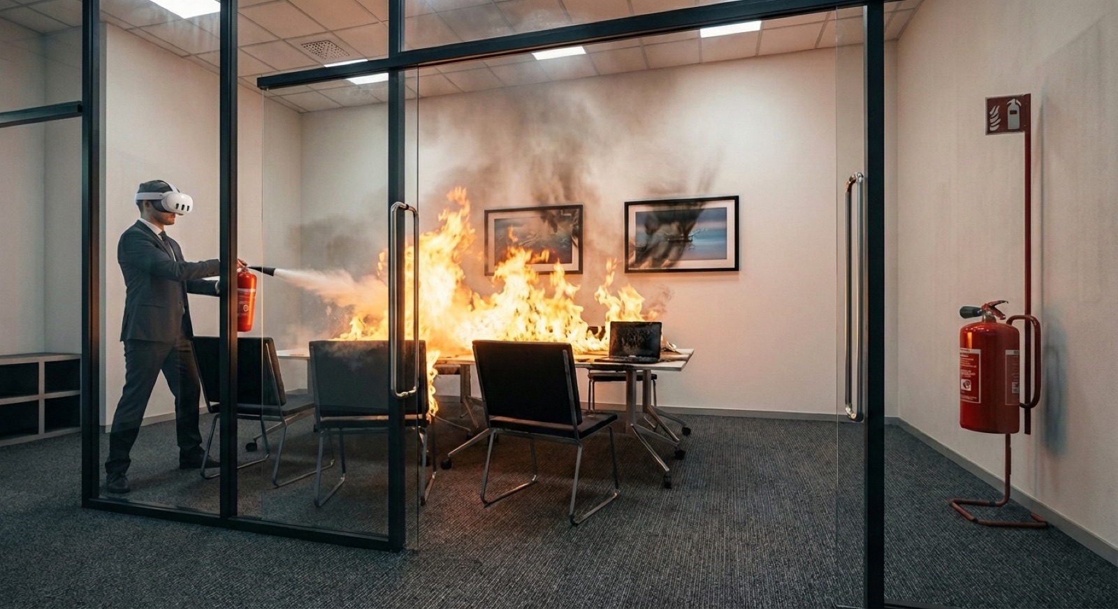 Lo scenario ufficio del Virtual Training Antincendio